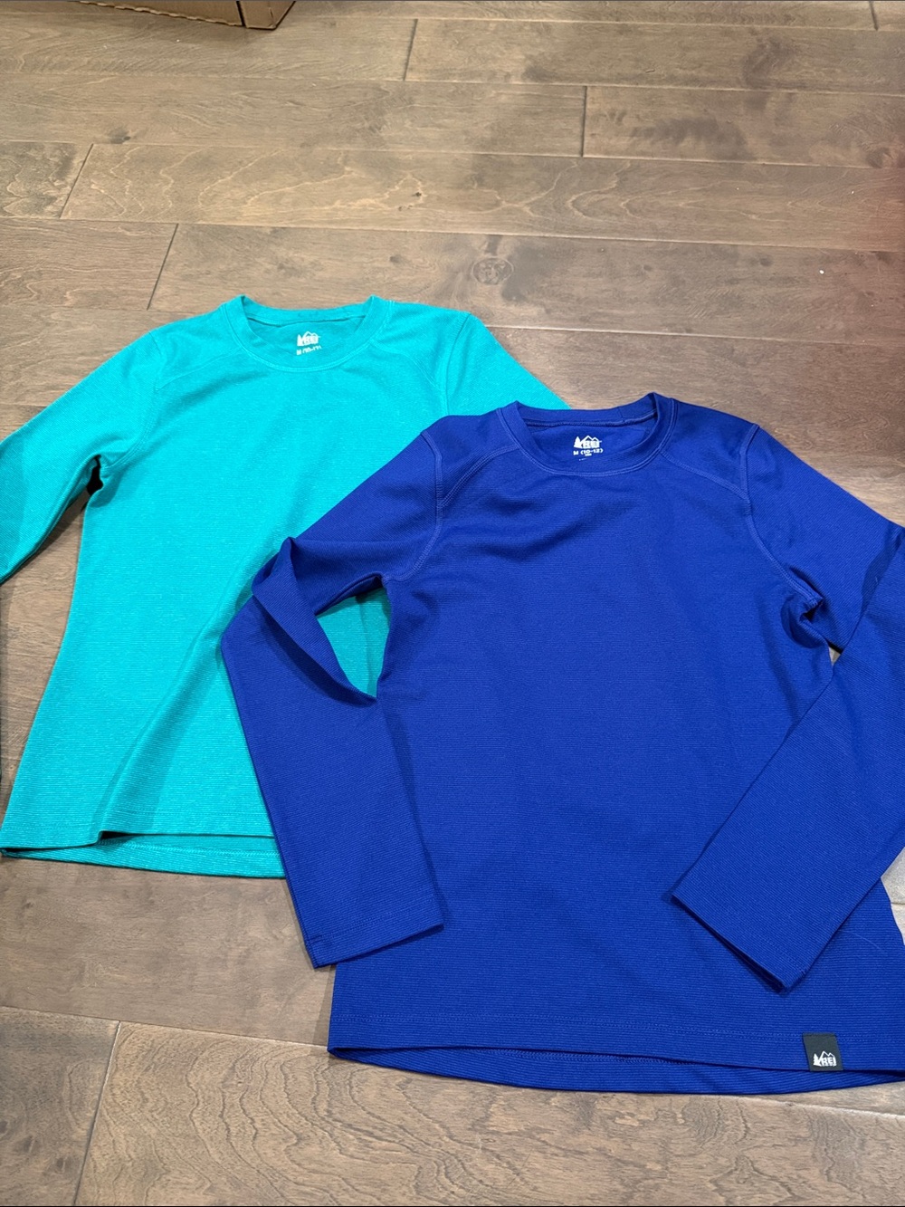 REI Long Sleeve Crew Tops - Teal & Royal Blue Duo